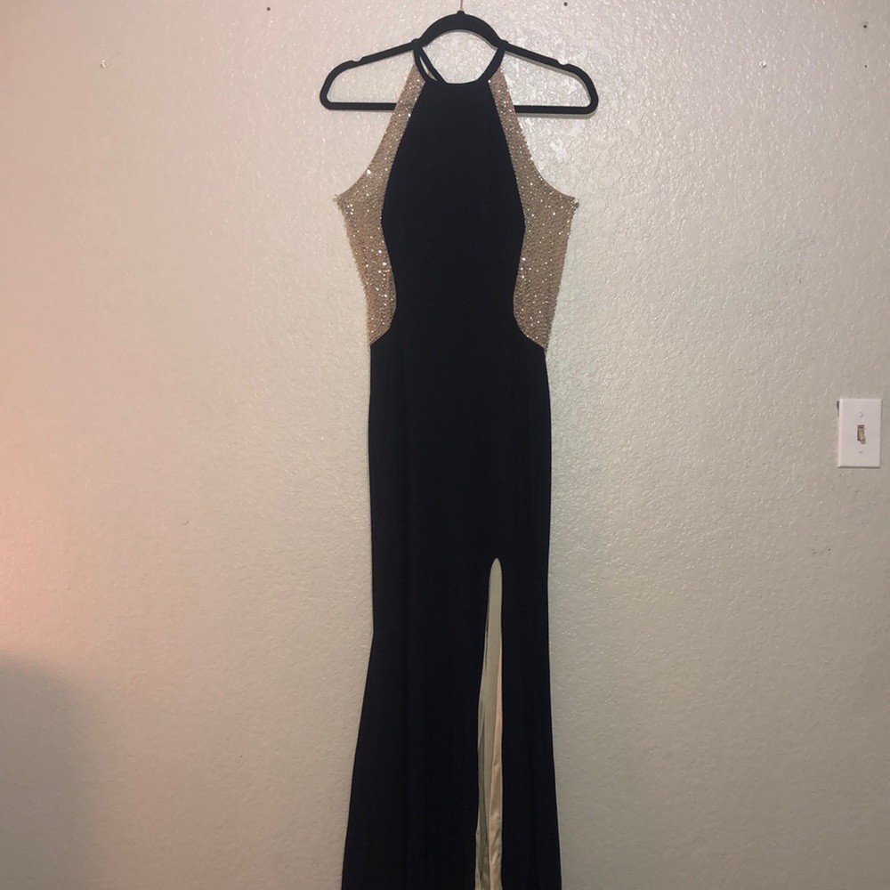 dark blue gown/prom dress